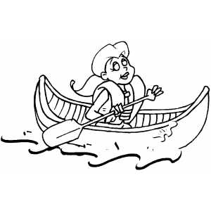 Woman Rowing In Canoe Coloring Sheet 