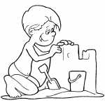 Boy Building A Sand Castle