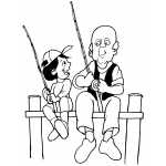 Old Man Fishing With Boy